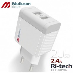 Mutlusan Ri-Tech 2'Li USB Adaptör Fiş 2,4A HIZLI ŞARJ