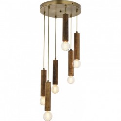 AVONNI AV-1651-6ET Eskitme Kaplama Modern Avize E27 Ahşap 40cm