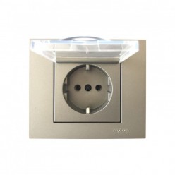 Ovivo Grano Metalik Antrasit Kapaklı Topraklı Priz