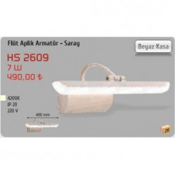 Helios Opto 4200K Ilık Beyaz Flüt Aplik Armatür Beyaz Kasa - Saray HS 2609	