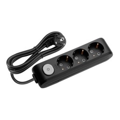 Viko Multi-Let 3 Metre Üçlü Anahtarlı Priz Topraklı Çocuk Korumalı Klemensli Grup Priz Siyah 90 13 73 03