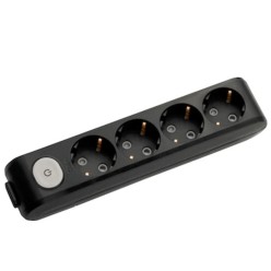 Viko Multi-Let Dörtlü Anahtarlı Priz Topraklı Çocuk Korumalı Klemensli Grup Priz Siyah 90 13 74 00