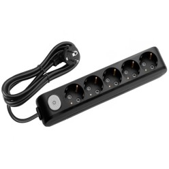 Viko Multi-Let 3 Metre Beşli Anahtarlı Priz Topraklı Çocuk Korumalı Klemensli Grup Priz Siyah 90 13 75 03