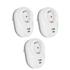  3 Adet Akım Korumalı Tekli Fiş Priz U+C-Type