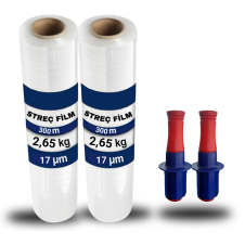 2 Adet Şeffaf El Tipi 17 Mikron 300 Metre Palet Streç Film El Aparatı Hediyeli