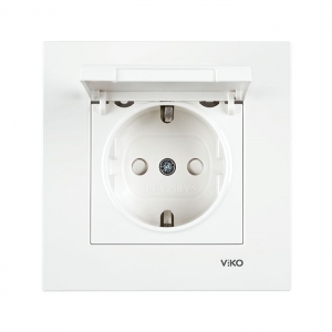 Viko Karre Beyaz Çocuk Korumalı Kapaklı Topraklı Priz (Çerçeve Dahil)