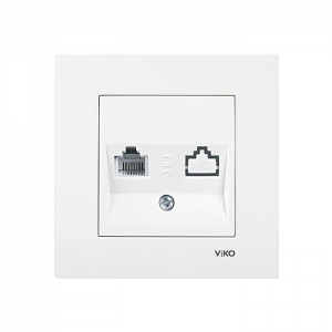 Viko Karre Beyaz Nümeris (Cat3) Telefon Prizi (Çerçeve Dahil)