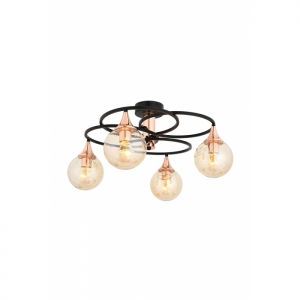 AVONNI AR-1661-4BSY Siyah Boyalı Armatür, E27, Metal, Cam, 60cm