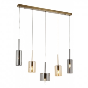 AVONNI AV-60043-5EY-BF Eskitme Kaplama Modern Avize, E14, Metal, Cam, Kristal, 75x15cm