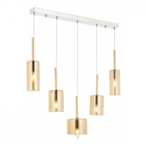 AVONNI AV-60043-5KY Krom Kaplama Modern Avize, E14, Metal, Cam, 70x15cm