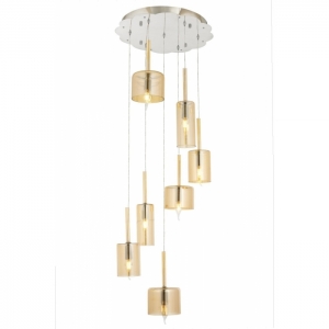 AVONNI AV-60043-7KT Krom Kaplama Modern Avize, E14, Metal, Cam, 45cm