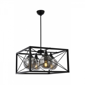 AVONNI AV-60127-4BSY Siyah Boyalı Modern Avize, E27, Metal, Cam, 45x45cm