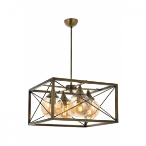 AVONNI AV-60127-4E Eskitme Kaplama Modern Avize, E27, Metal, Cam, 45x45cm