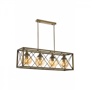 AVONNI AV-60127-4EY Eskitme Kaplama Modern Avize, E27, Metal, Cam, 80x25cm