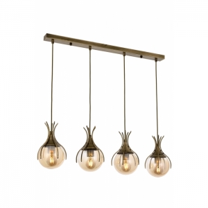 AVONNI AV-60161-4EY Eskitme Kaplama Modern Avize, E27, Metal, Cam, 70x13cm