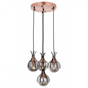 AVONNI AV-60161-4T-BSY Siyah Boyalı Modern Avize, E27, Metal, Cam, 40cm