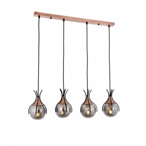 AVONNI AV-60161-4Y-BSY Siyah Boyalı Modern Avize, E27, Metal, Cam, 70x13cm