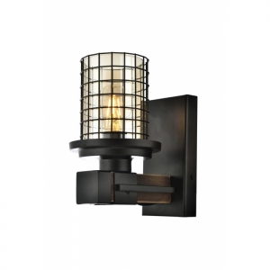 AVONNI AP-60002-1E Eskitme Kaplama Aplik, E27, Metal, Ahşap, Cam, 15x20cm