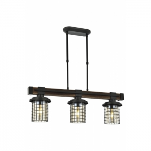 AVONNI AV-60002-3EY Eskitme Kaplama Modern Avize, E27, Metal, Ahşap, Cam, 75x15cm