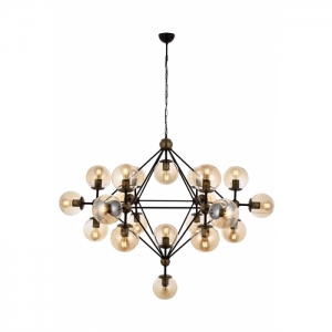 AVONNI AV-60163-21BSY Siyah Boyalı Modern Avize, E27, Metal, Cam, 150cm