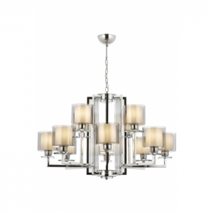 AVONNI AV-60190-12K Krom Kaplama Modern Avize, E27, Metal, Cam, 105cm