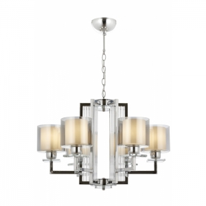 AVONNI AV-60190-6K Krom Kaplama Modern Avize, E27, Metal, Cam, 70cm