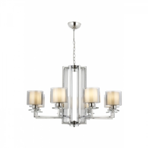 AVONNI AV-60190-8K Krom Kaplama Modern Avize, E27, Metal, Cam, 80cm