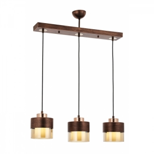 AVONNI AV-60193-3Y-CPR Bakır Patina Boyalı Modern Avize, E27, Metal, Cam, 70x15cm