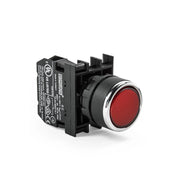 Emas B200DK Düz Kafalı Yaylı 22mm IP 50 Stop Kumanda Butonu Kırmızı 1NK