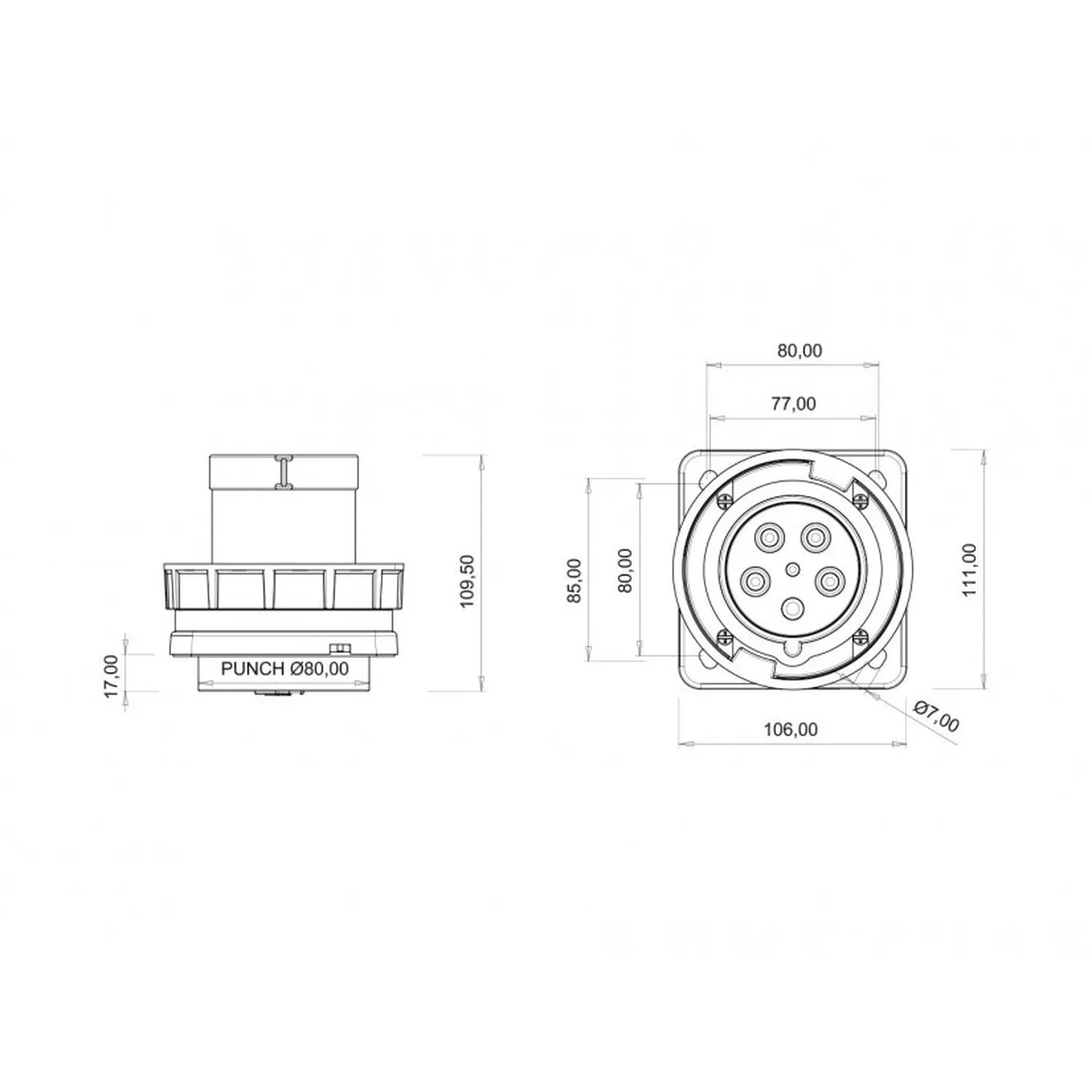 Bemis CEE Norm Seri 5/63A. Makine Fişi BCS-4505-7114