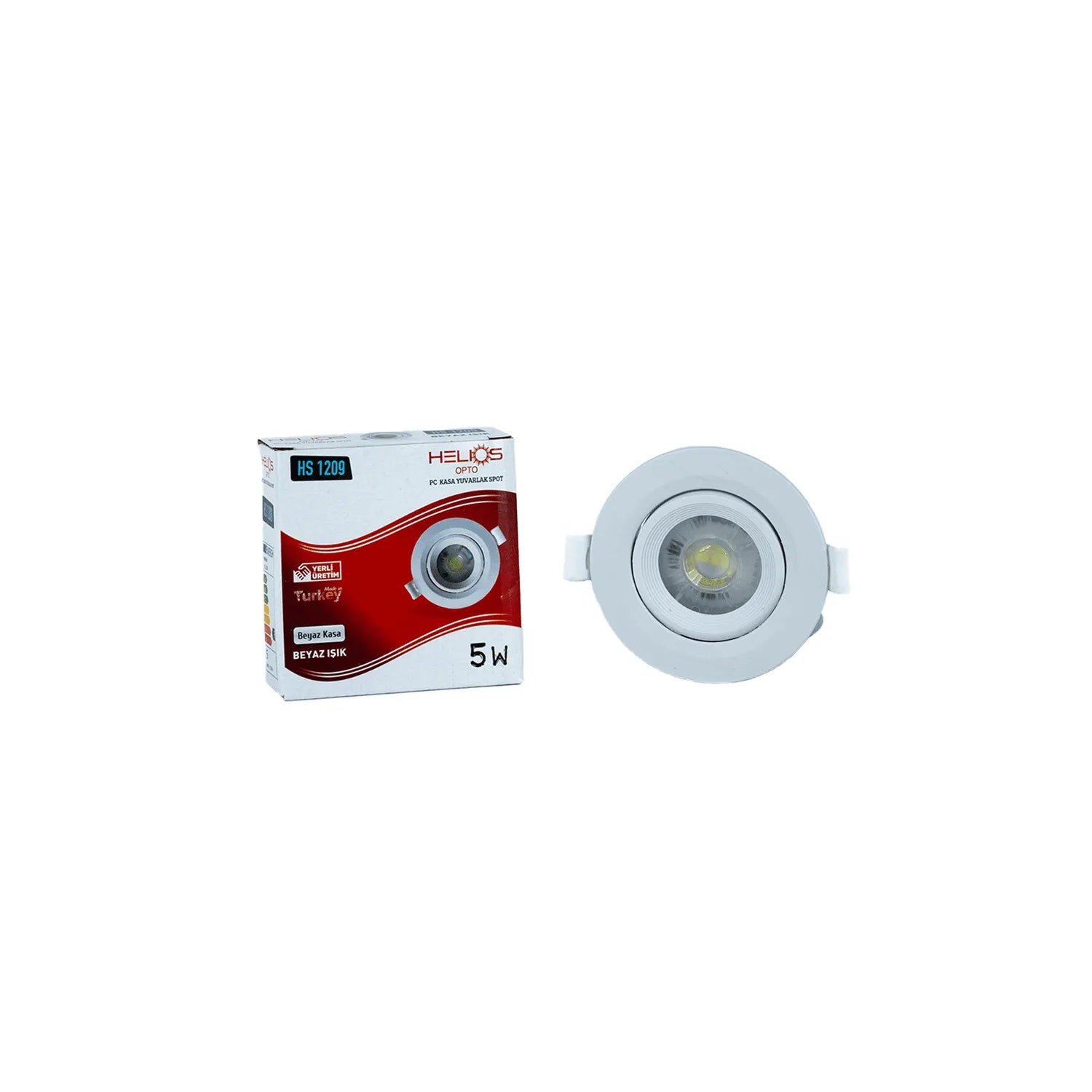 Helios Opto 5W Plastik Beyaz Kasa Yuvarlak Spot 3200K Günşığı HS 1209