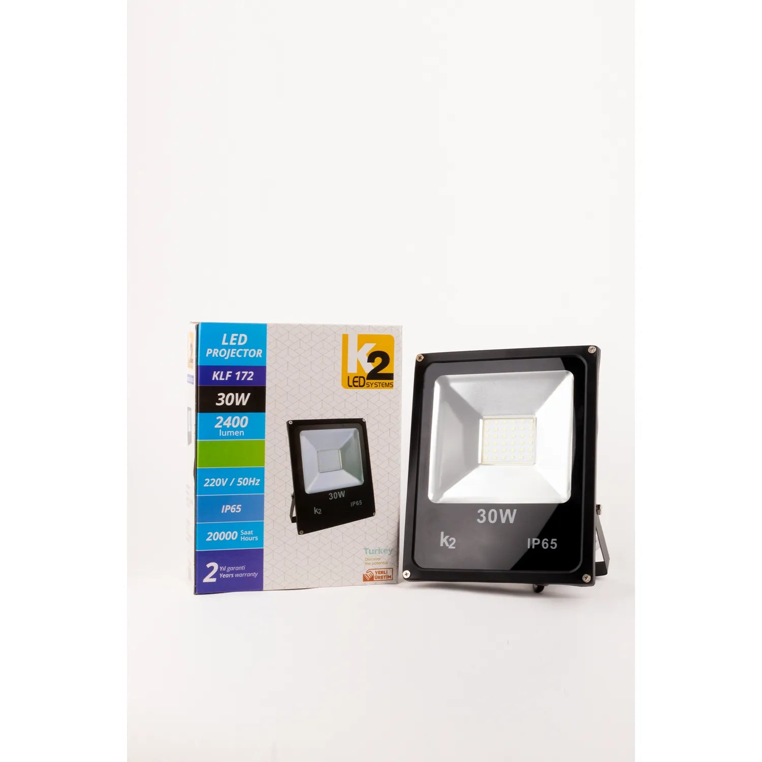 K2 KLF172 30W Slim Döküm Led Projektör SMD 6500K Beyaz Işık