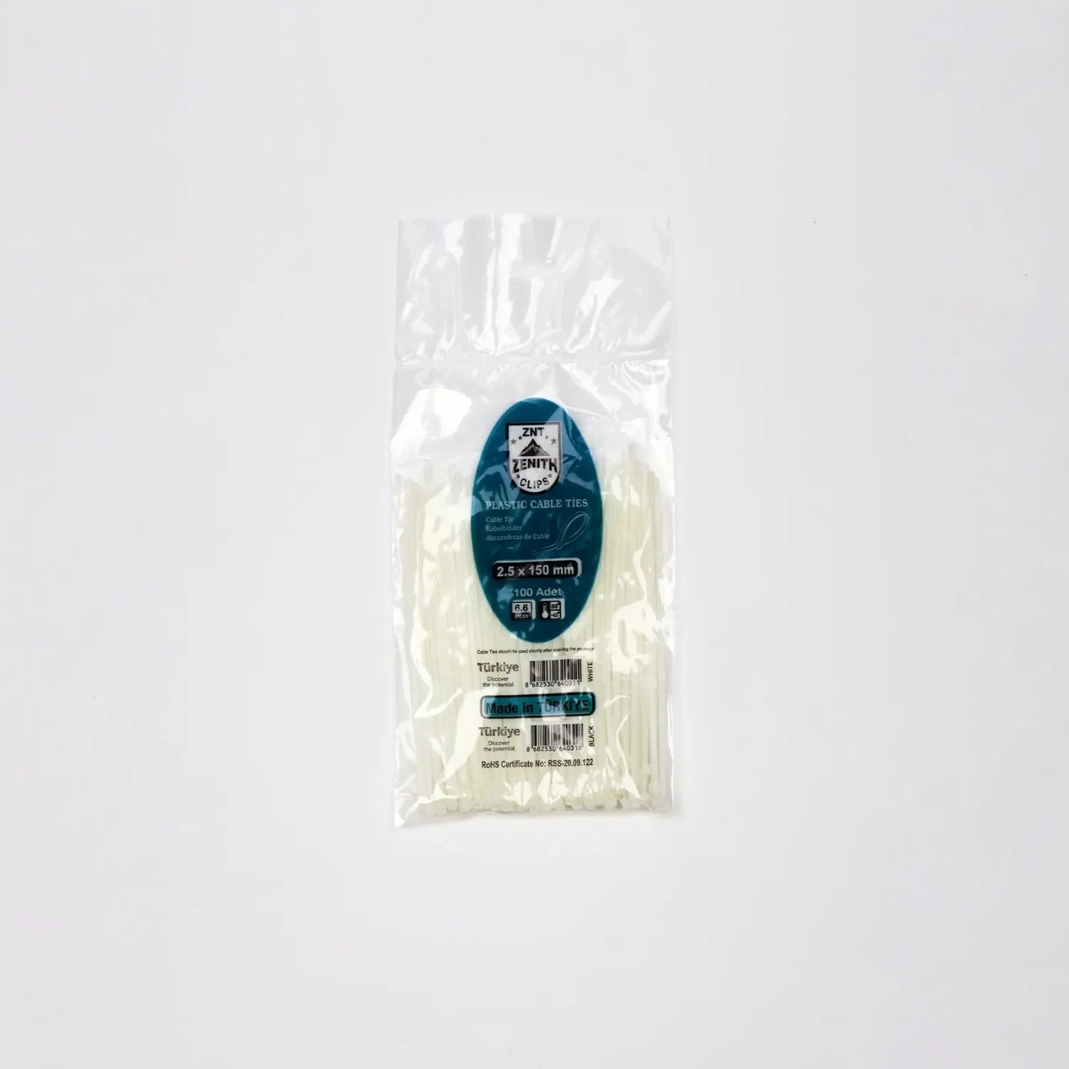 Zenith 2,5x150 Beyaz Kablo Bağı & Plastik Kelepçe & Cırt Kelepçe 100 Adet (paket)