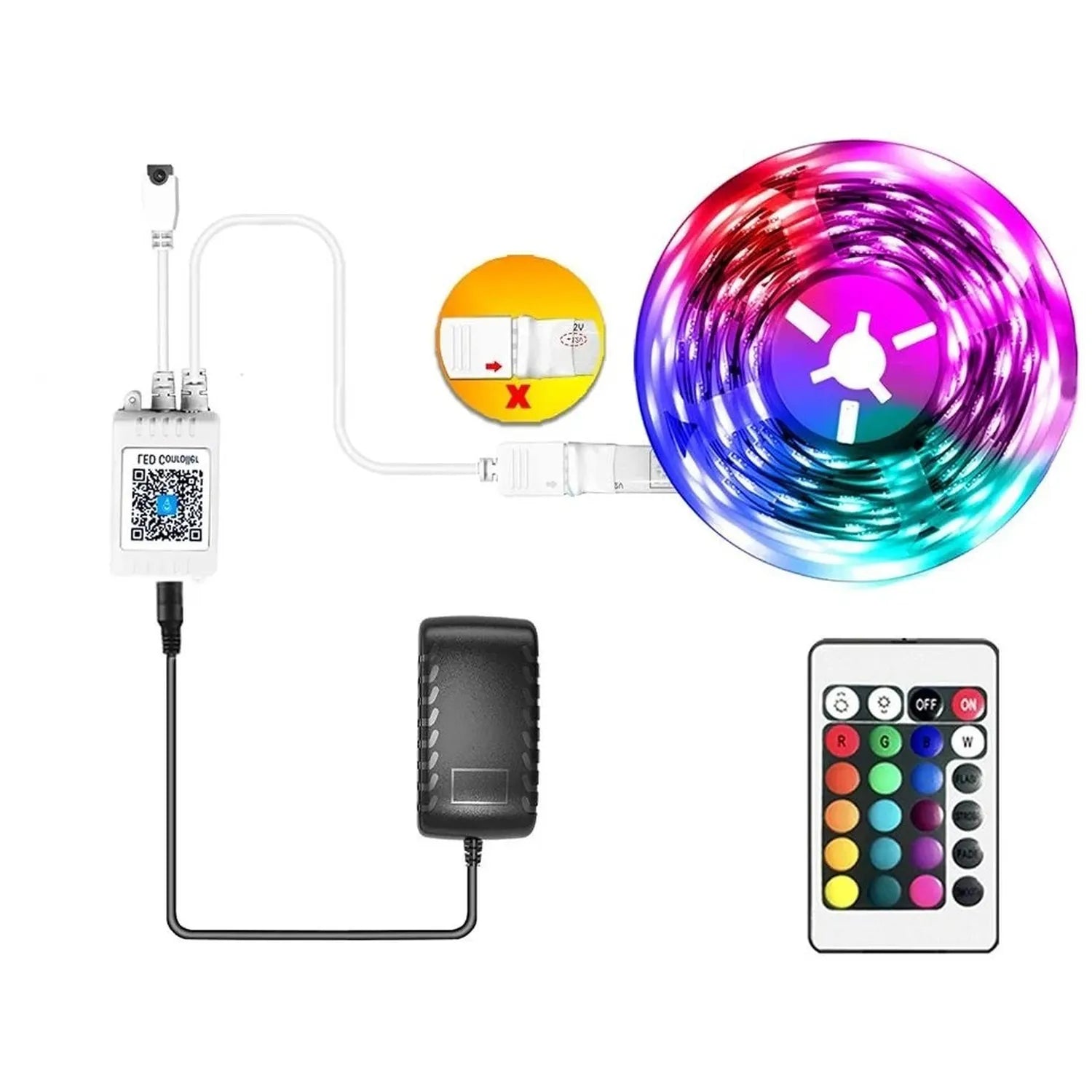 Cata Ct-4557 Rgb Şerit Led Seti ( 5 Mt Rgb Led 3 Renk + Trafo + Rgb Kumanda )