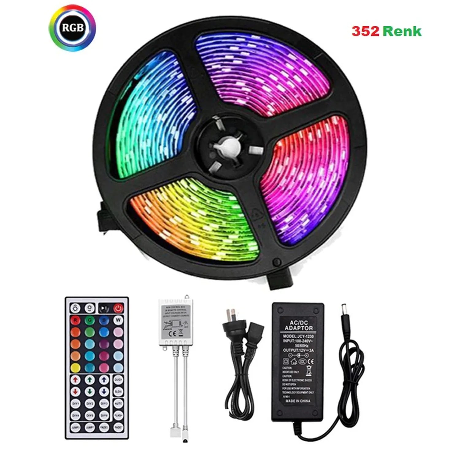 Cata Ct-4558 Rgb Şerit Led Seti ( 5 Mt Rgb Led 15 Renk + Trafo + Rgb Kumanda )