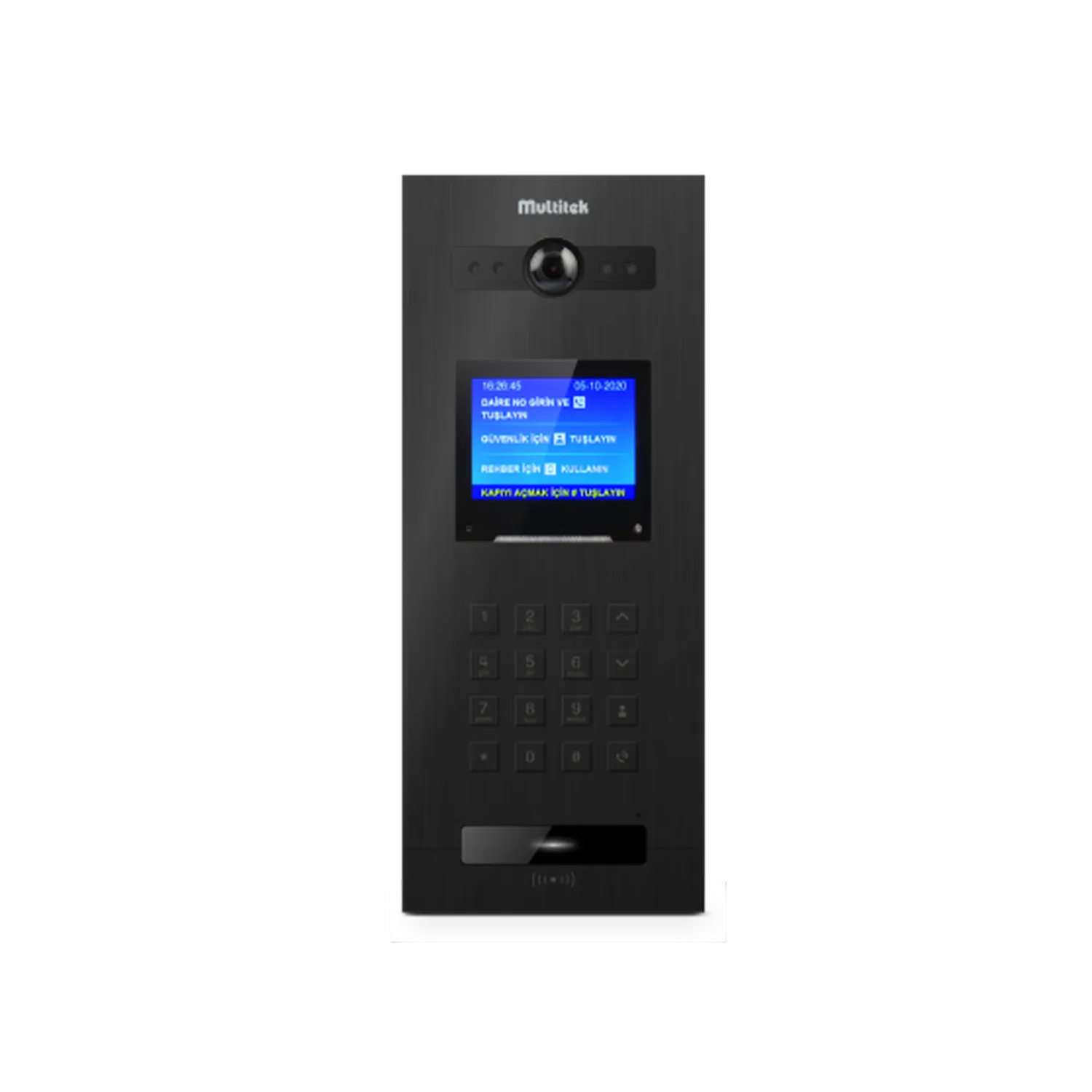 Multitek IP İnterkom Linux LIK-35 3.5 inç LCD 2MP Görüntülü Kameralı Zil Kapı Paneli Metal Buton Siyah Kasa 9G 06 01 0001