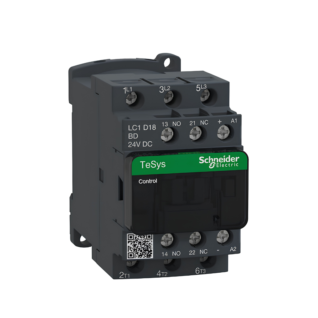 Schenider LC1-D18BD TeSys D Kontaktör - 3P(3 NA) - AC-3 - <= 440 V 18 A - 24 V DC Bobin