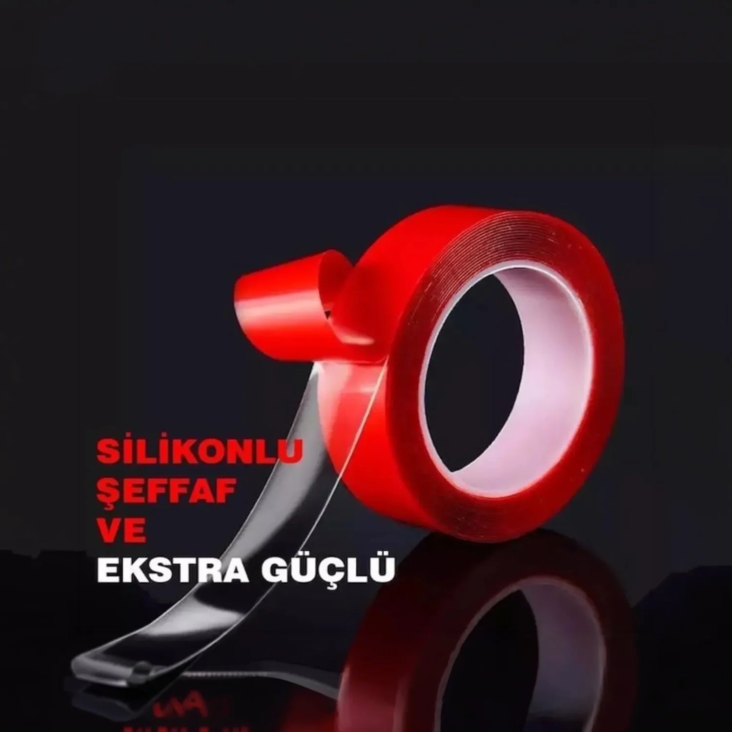 Çift Taraflı Çok Kuvvetli Silikonlu Su Geçirmez Akrilik Şeffaf Bant 18mm X 2mt