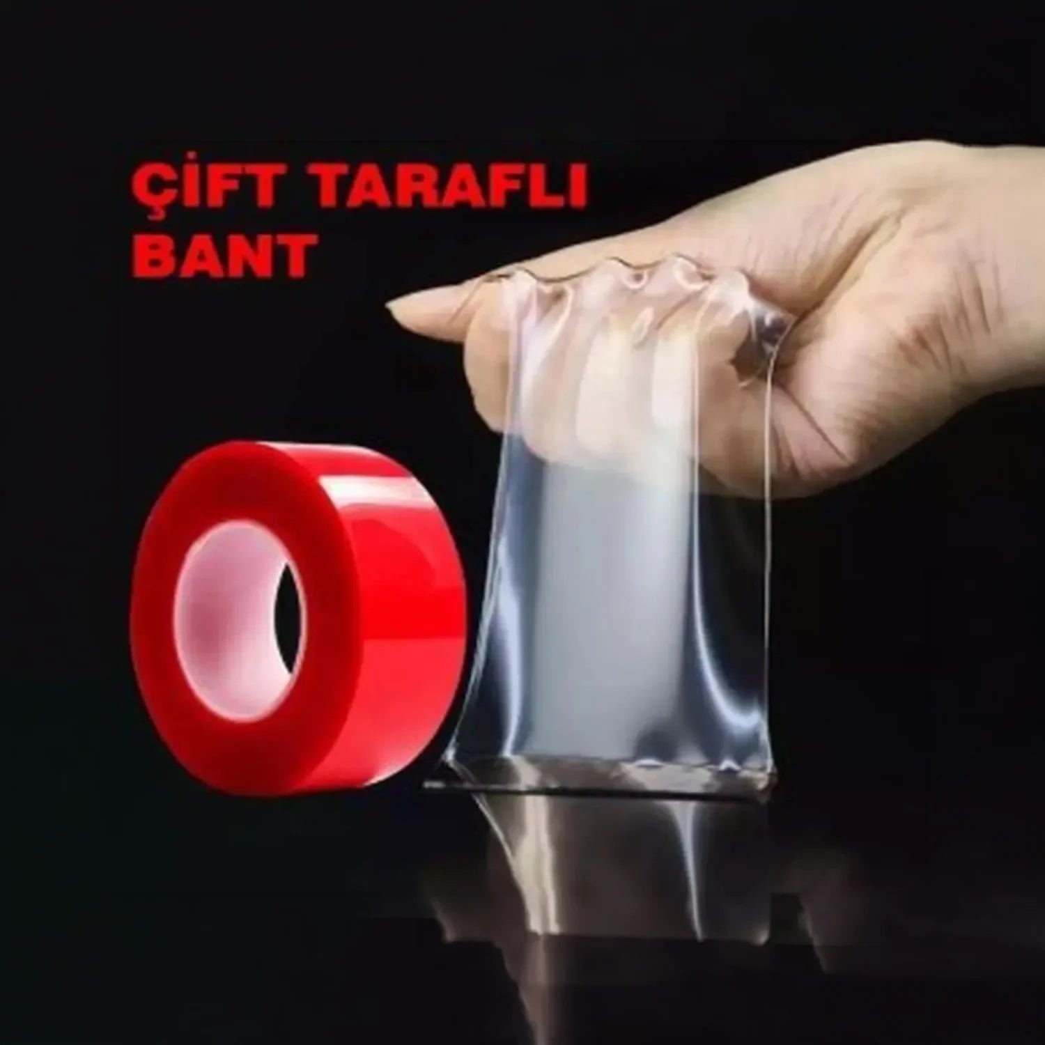 Çift Taraflı Çok Kuvvetli Silikonlu Su Geçirmez Akrilik Şeffaf Bant 18mm X 2mt