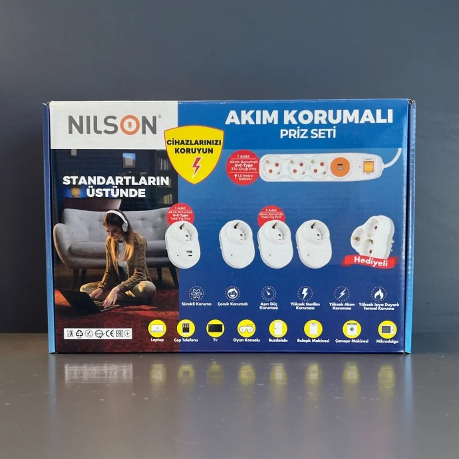 Akım Korumalı Priz Seti 6 Parça