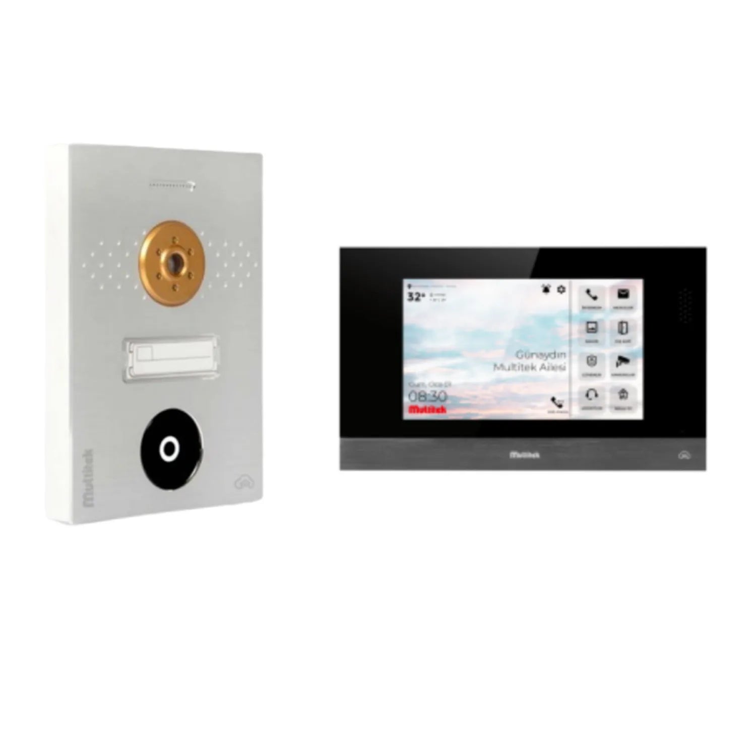 Multitek VIP102CB IP Daire Monitörü + DİP01CB Kapı Paneli Set Ürünü