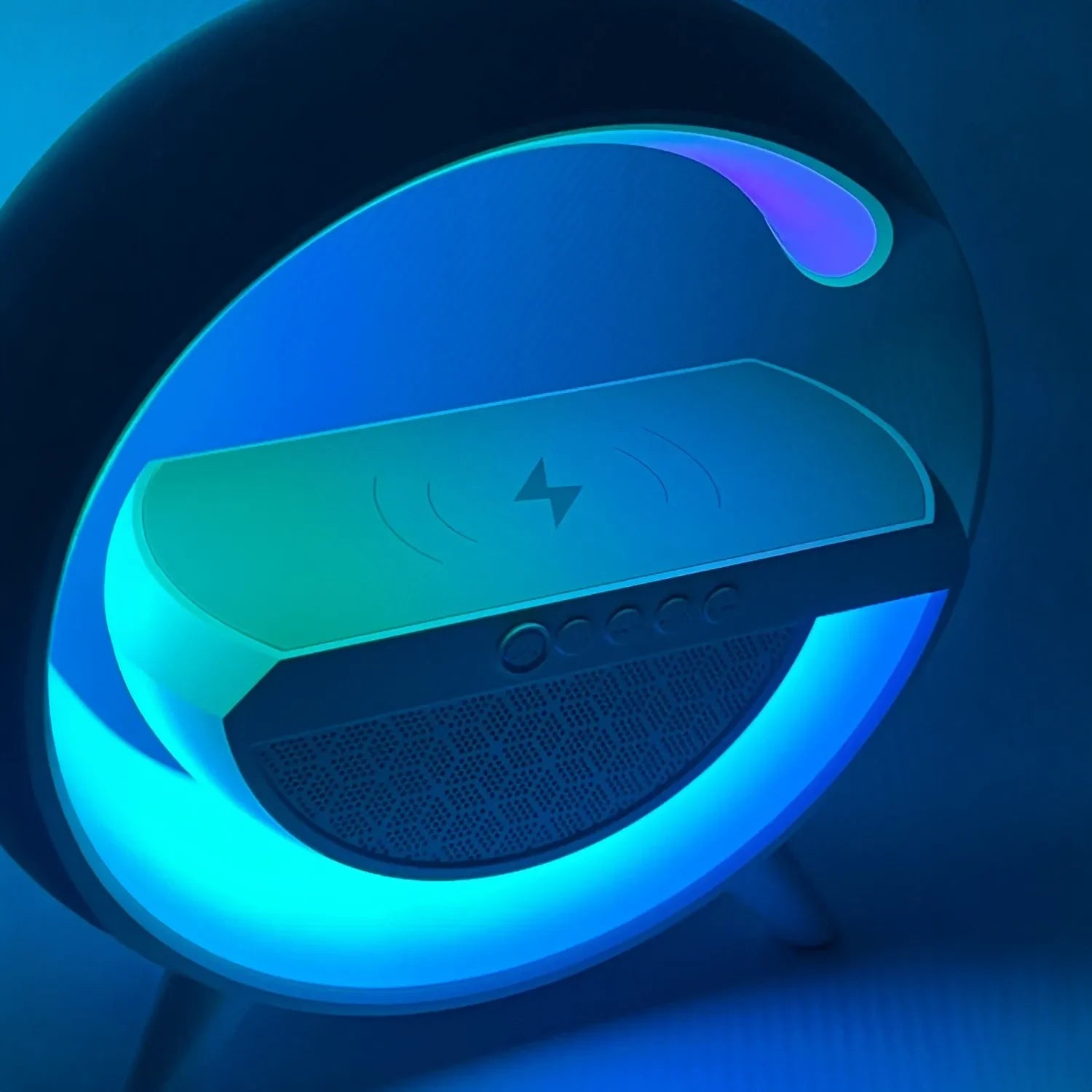 Kablosuz Telefon Şarj Bluetooth Hoparlör Istasyonu Ses Rgb Atmosfer Gece Işık
