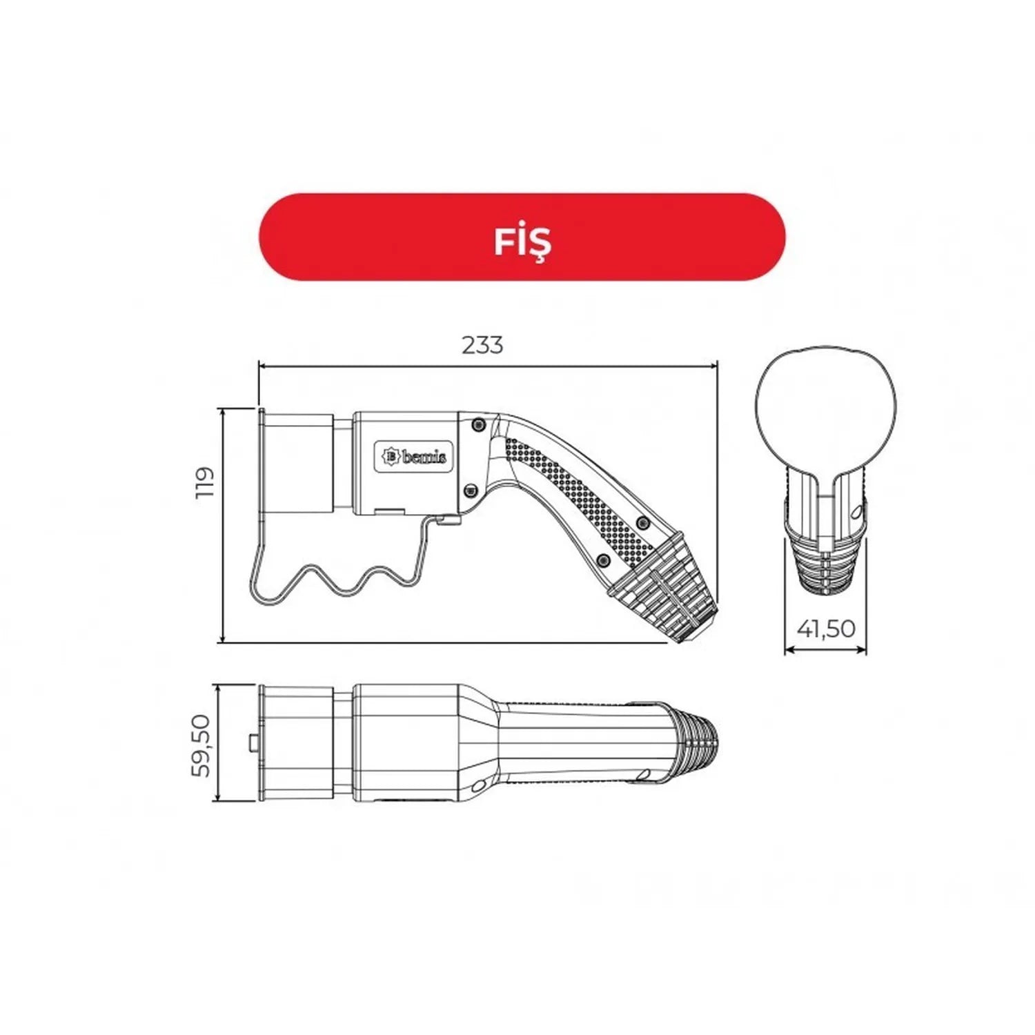 Bemis 32 Amper 5 Metre Araç Şarj+Fiş Kablolu Şarj Seti - BEV-5032-1205