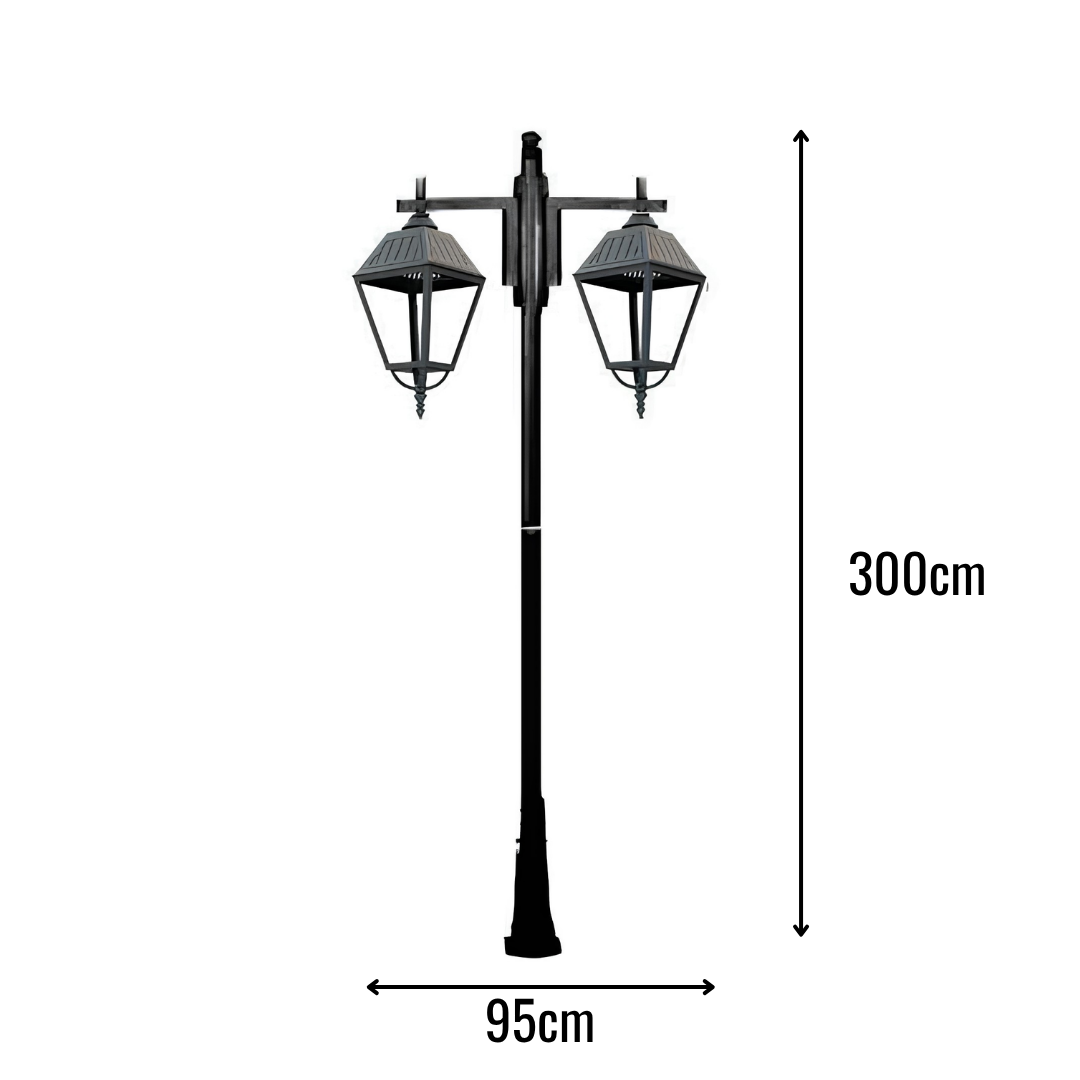 Zerpa Büyük Döküm 45w Ledli İki Başlıklı Siyah İkili Direk Z 9972