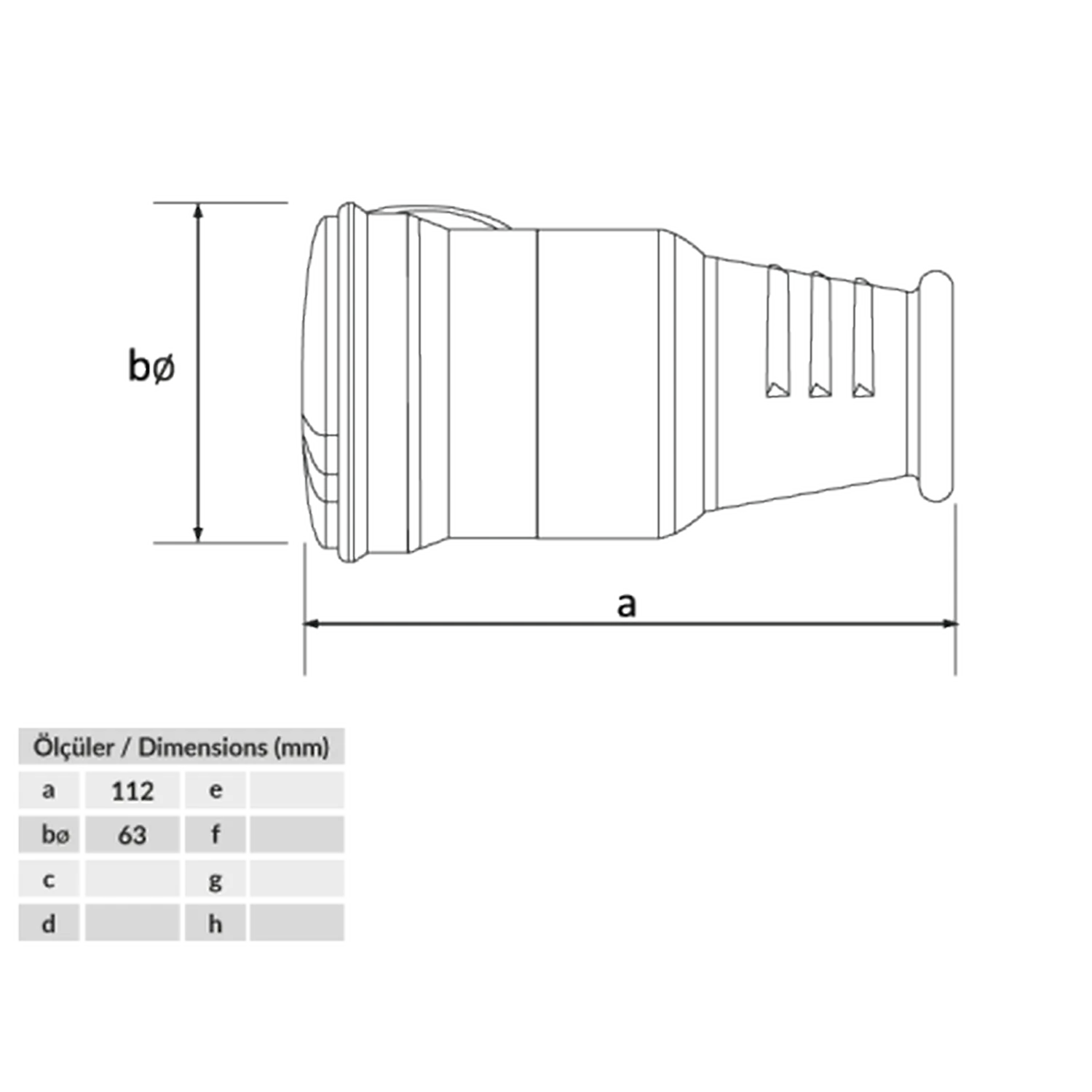 Kauçuk Trifaze Uzatma Prizi 3x25A BK1-2504-4314