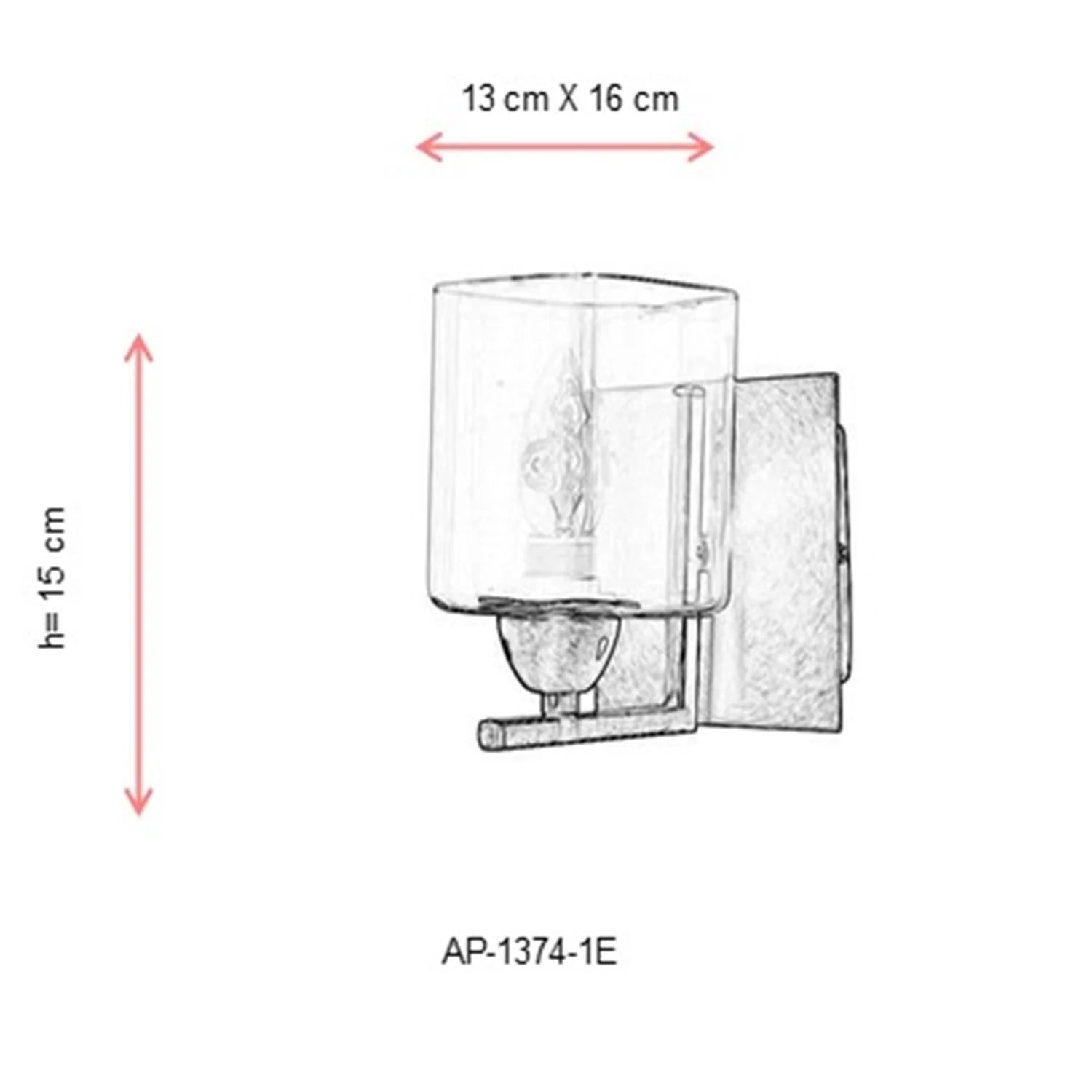 AVONNI AP-1374-1E Eskitme Kaplama Aplik, E14, Metal, Cam, 13x16cm