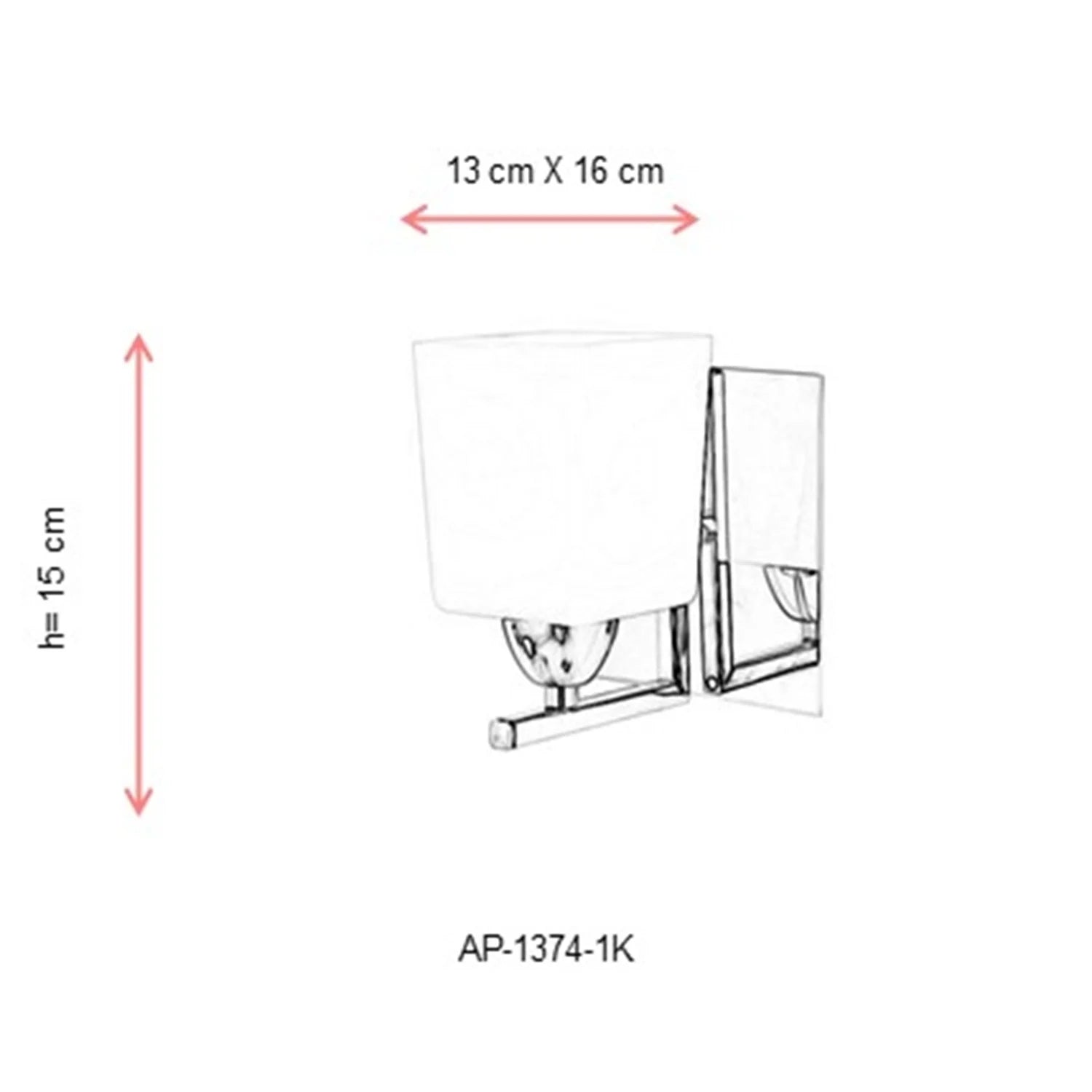 AVONNI AP-1374-1K Krom Kaplama Aplik, E14, Metal, Cam, 13x16cm