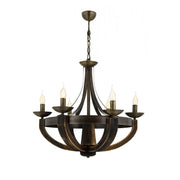 AVONNI AV-1644-6E Eskitme Kaplama Modern Avize, E14, Metal, Ahşap, 70cm