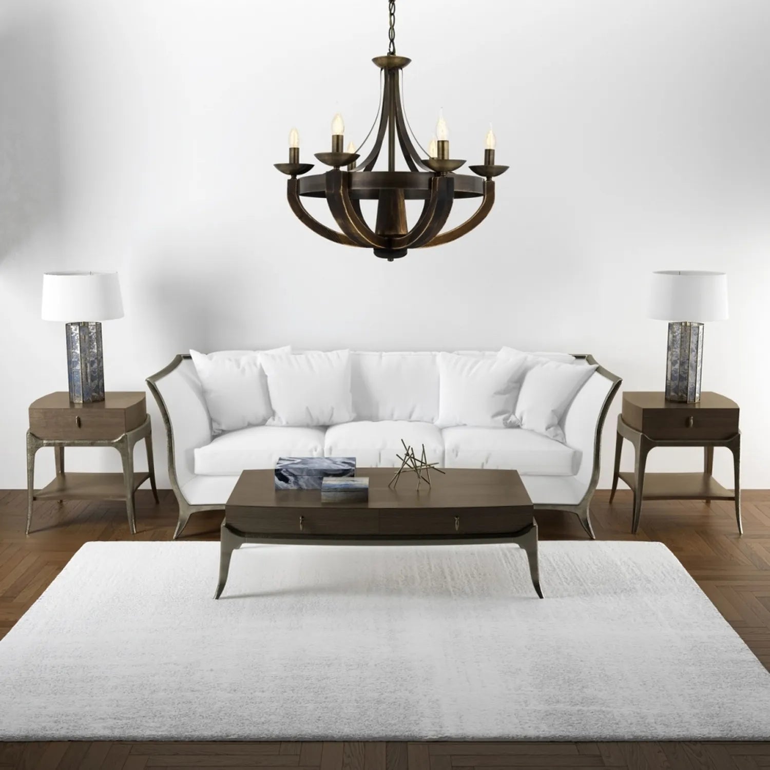 AVONNI AV-1644-6E Eskitme Kaplama Modern Avize, E14, Metal, Ahşap, 70cm