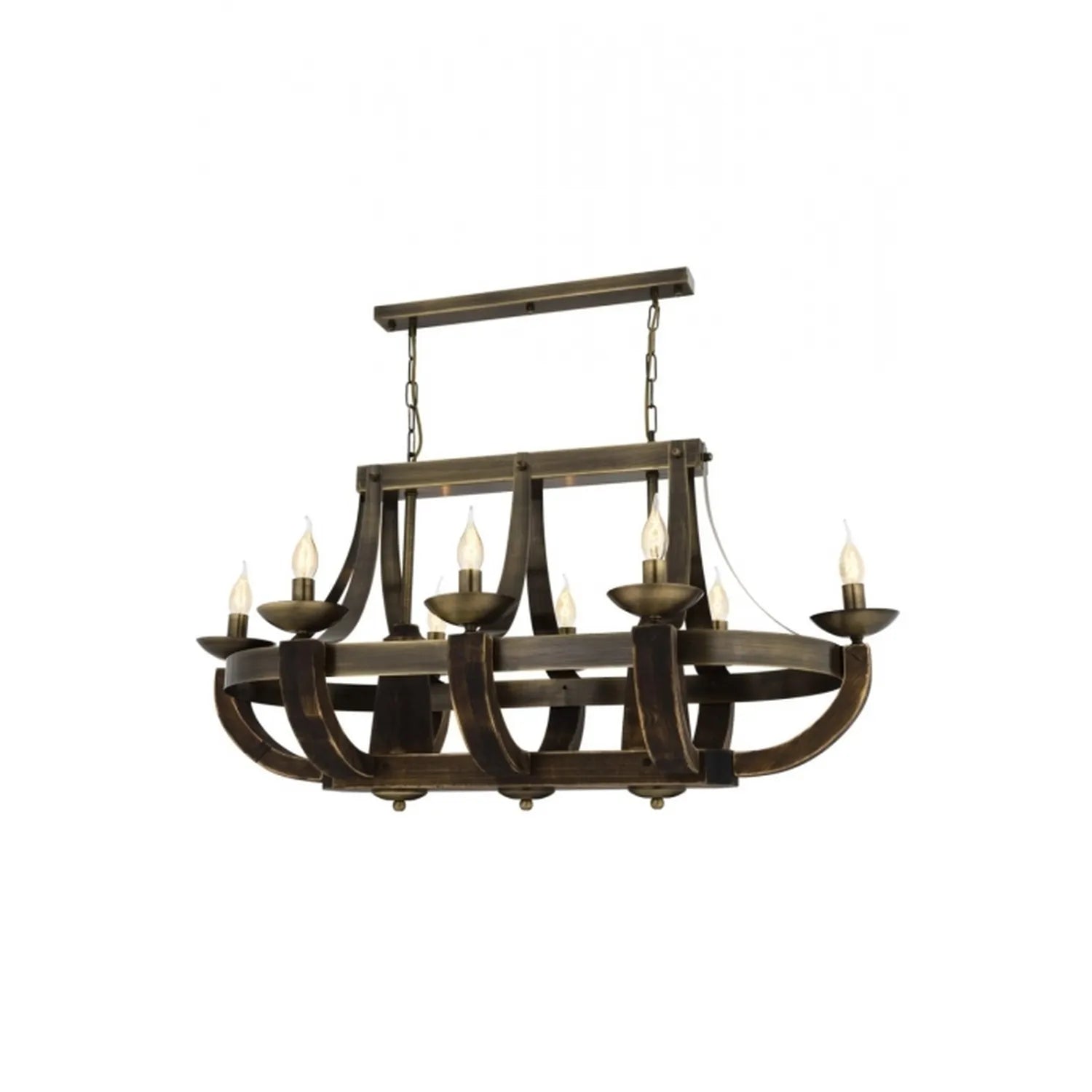 AVONNI AV-1644-8E-YM Eskitme Kaplama Modern Avize, E14, Metal, Ahşap, 106x58cm